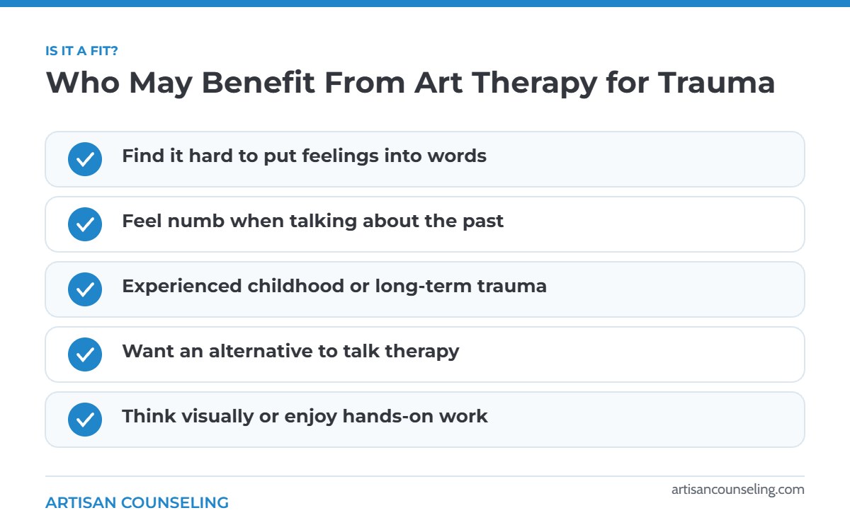 Checklist of signs art therapy may be a good fit for trauma recovery
