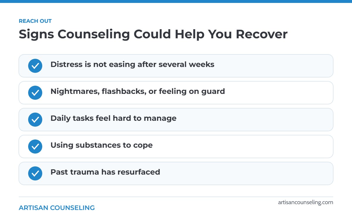 Checklist of signs it may be time to seek counseling after a difficult life event