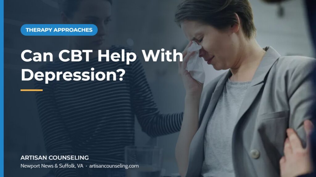 Person writing in a journal by a window, featured image for an article on whether CBT can help with depression