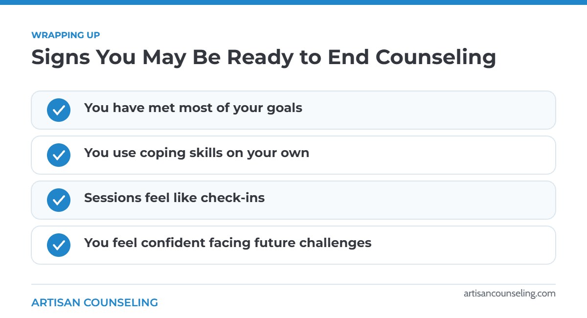 Checklist of signs you may be ready to end counseling