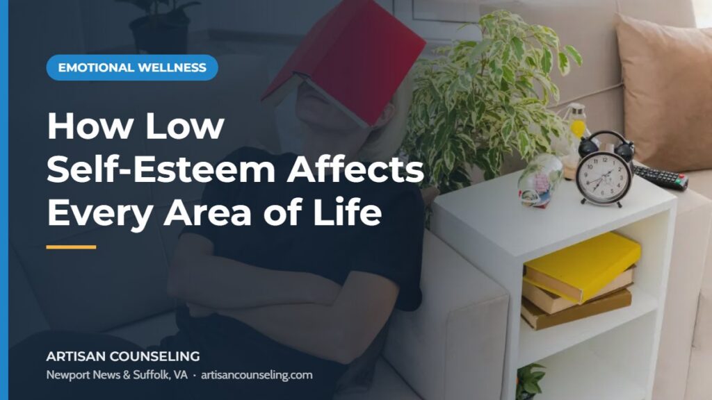 Woman sitting alone looking thoughtful, featured image for an article on how low self-esteem impacts daily life
