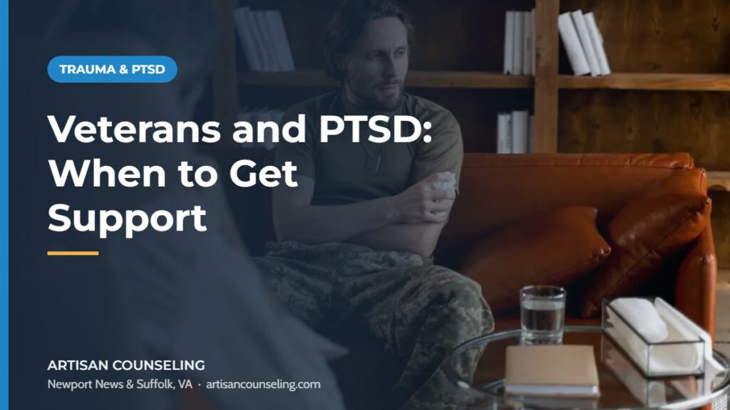 Veteran sitting quietly outdoors in reflection, featured image for an article on when veterans should seek professional PTSD support