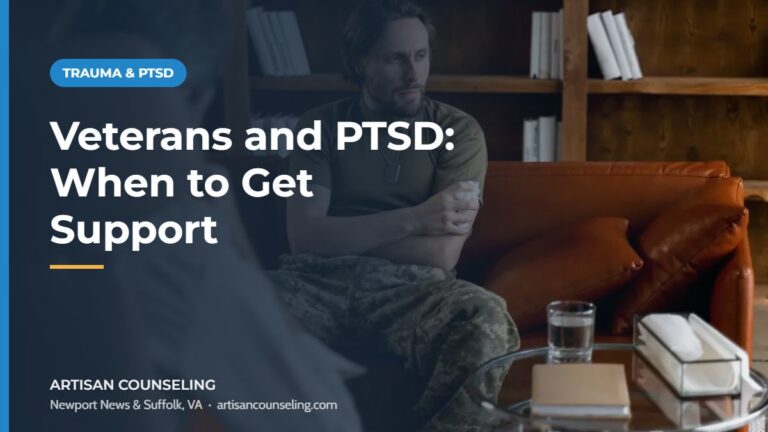 Veteran sitting quietly outdoors in reflection, featured image for an article on when veterans should seek professional PTSD support