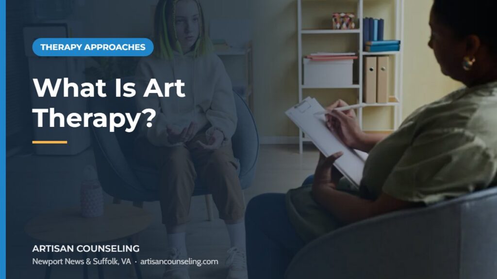 Hands painting with watercolors on paper, featured image for an article explaining what art therapy is