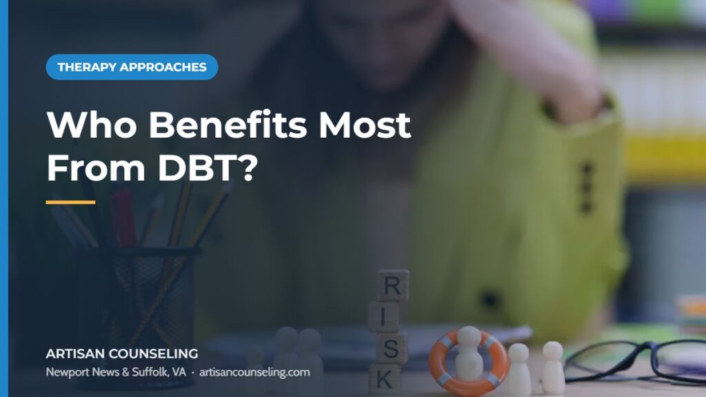 Teen and parent talking with a counselor, featured image for an article on who benefits most from DBT