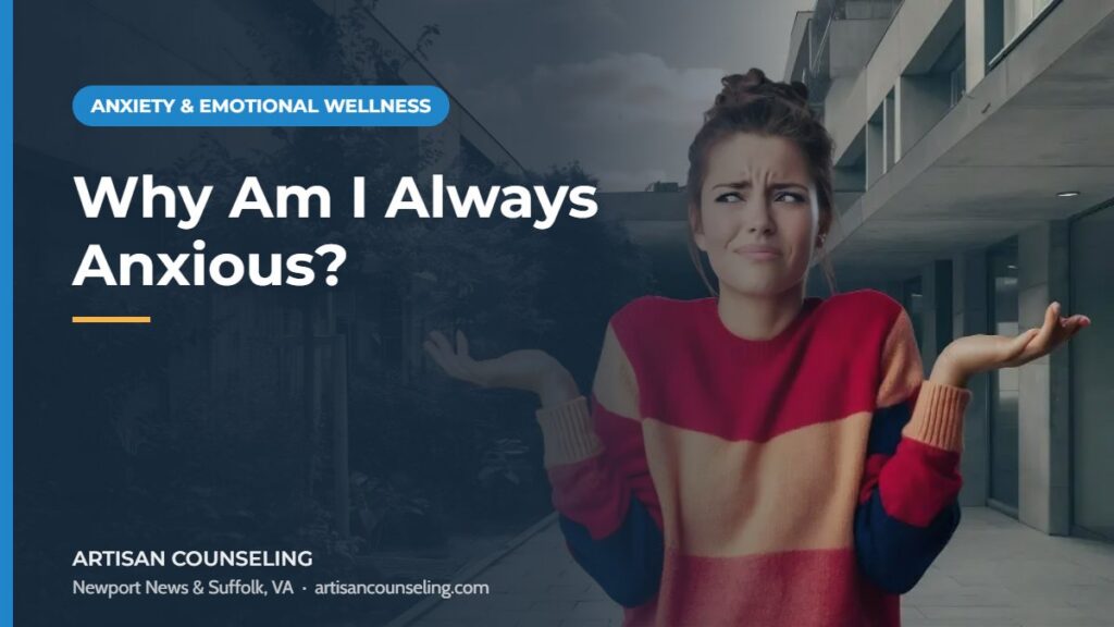 Person sitting quietly and looking worried, featured image for an article on why you feel anxious even when nothing is wrong